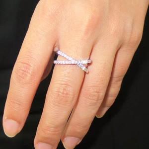 エタニティリング ダイヤモンド ゴールド 指輪 10k ハーフ クロス 10金 K10 父の日の画像