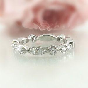 エタニティリング ダイヤモンド ハーフ 指輪 アンティーク マーキス