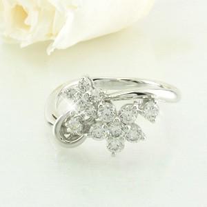 リング 指輪 レディース ゴールド 10k ダイヤモンド フラワー 10金 K10 0.50ｃｔ 父の日の画像