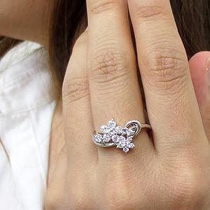 リング 指輪 レディース ゴールド 10k ダイヤモンド フラワー 10金 K10 0.50ｃｔ 父の日の画像
