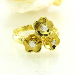 ダイヤモンド 指輪 ゴールド 18k フラワー ピンキー リング18金 k18 父の日の画像