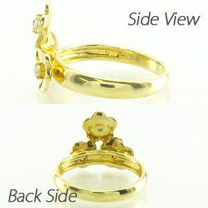 ダイヤモンド 指輪 ゴールド 18k フラワー ピンキー リング18金 k18