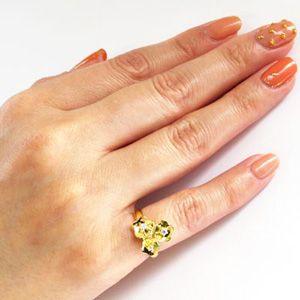 ダイヤモンド 指輪 ゴールド 18k フラワー ピンキー リング18金 k18 父の日の画像