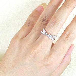 エタニティリング ダイヤモンド ゴールド 指輪 10k ハーフ クロス ダブル 10金 K10 父の日の画像