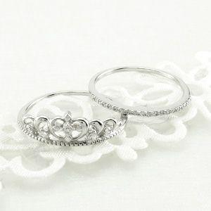 エタニティリング ダイヤモンド ゴールド 指輪 18k ティアラ ハート セット 華奢 k18 父の日の画像
