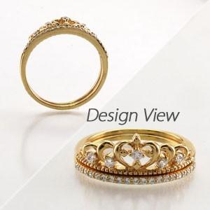 エタニティリング ダイヤモンド ゴールド 指輪 18k ダイヤ ティアラ ハート ホワイトゴールド 父の日の画像