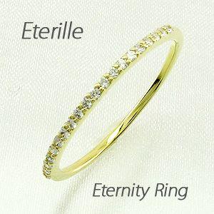 エタニティリング ダイヤモンド ゴールド 指輪 18k ハーフ 華奢 K18 YG