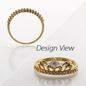 ダイヤモンド リング 指輪 ゴールド 18k ダイヤ ティアラ クラウン 王冠 父の日の画像