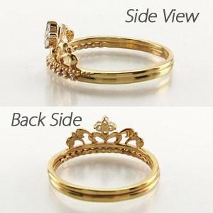 ダイヤモンド リング 指輪 ゴールド 18k ダイヤ ティアラ クラウン 王冠 父の日の画像