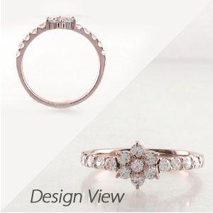 リング 指輪 レディース ダイヤモンド ゴールド 18k フラワー 18金 k18 PG 0.50ｃｔ 父の日の画像