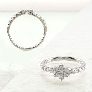 リング 指輪 レディース ゴールド 18k ダイヤモンド フラワー 18金 k18 0.50ｃｔ 父の日の画像