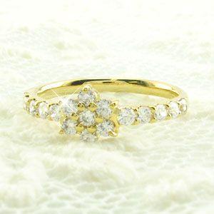 ダイヤモンド リング 指輪 ゴールド 18k フラワー 18金 k18 YG 0.50ｃｔ 父の日の画像