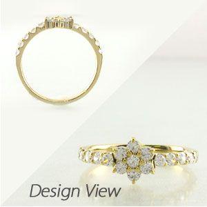 ダイヤモンド リング 指輪 ゴールド 18k フラワー 18金 k18 YG 0.50ｃｔ 父の日の画像