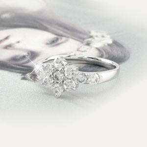 リング 指輪 レディース ゴールド 10k ダイヤモンド フラワー 10金 K10 0.70ct 父の日の画像