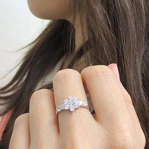 リング 指輪 レディース ゴールド 10k ダイヤモンド フラワー 10金 K10 0.70ct 父の日の画像