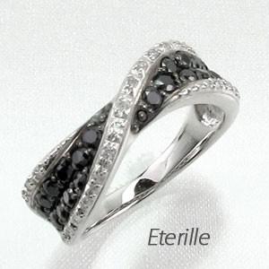 ブラックダイヤモンド リング 指輪 ダイヤ パヴェ カーブ ウェーブ プラチナ 900