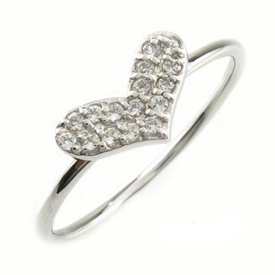 リング 指輪 レディース ハート ダイヤモンド ゴールド 10k パヴェ K10 0.10ct 父の日の画像