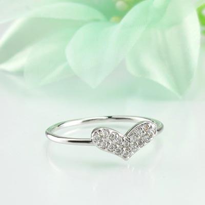 リング 指輪 レディース ハート ダイヤモンド ゴールド 10k パヴェ K10 0.10ct 父の日の画像