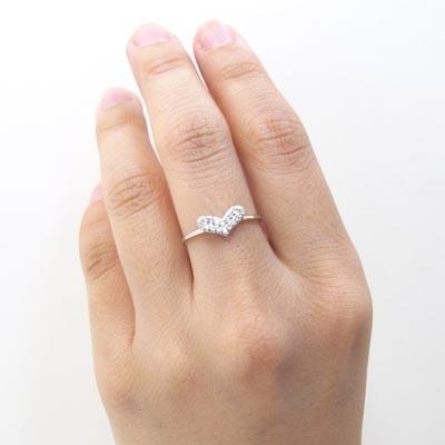 リング 指輪 レディース ハート ダイヤモンド ゴールド 10k パヴェ K10 0.10ct 父の日の画像