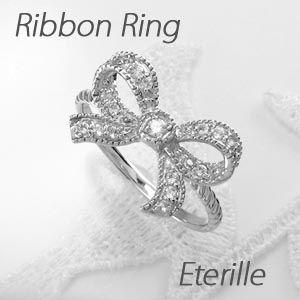 リング 指輪 レディース ダイヤモンド リボン アンティーク プラチナ