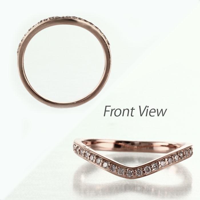 エタニティリング ダイヤモンド ピンクゴールド 18k ハーフ V字 マリッジ 結婚指輪 父の日の画像