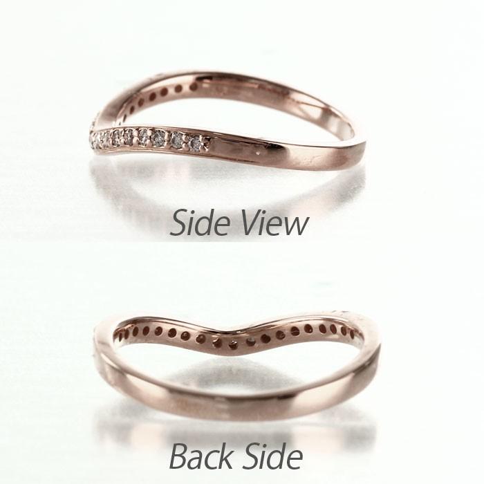 エタニティリング ダイヤモンド ピンクゴールド 18k ハーフ V字 マリッジ 結婚指輪 父の日の画像
