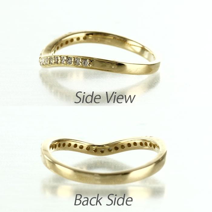 エタニティリング ダイヤモンド イエローゴールド 18k ハーフ V字 マリッジ 結婚指輪 父の日の画像