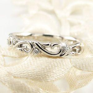 ダイヤモンド ゴールド 18k 透かし アラベスク k18 マリッジ リング結婚指輪 父の日の画像
