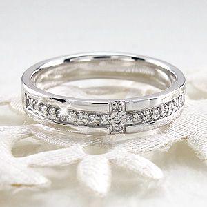 ダイヤモンドリング クロス 十字架 プラチナ 900 マリッジ結婚指輪 父の日の画像