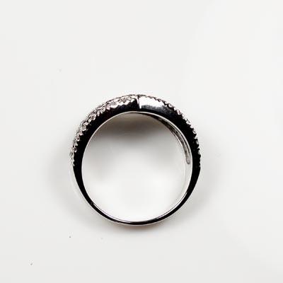 ブラックダイヤモンド リング 指輪 レディース ゴールド 10k パヴェ ウェーブ クロス K10 父の日の画像