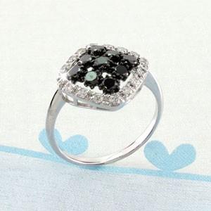 ブラックダイヤモンド リング 指輪 ゴールド 18k ダイヤ スクエア 父の日の画像