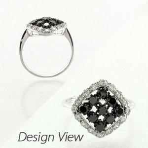 ブラックダイヤモンド リング 指輪 ゴールド 18k ダイヤ スクエア 父の日の画像