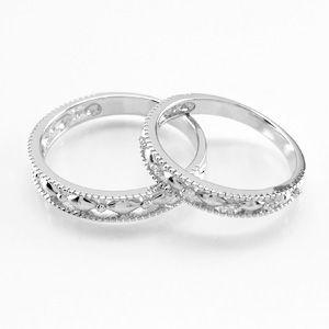 ペアリング プラチナ 900 ダイヤモンド 指輪 マリッジ 結婚 アンティーク 父の日の画像