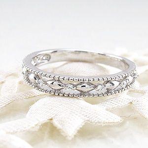 ダイヤモンド ゴールド 18k アンティーク ミル 透かし k18 マリッジ リング結婚指輪 父の日の画像