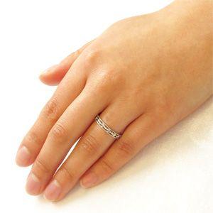 ダイヤモンド ゴールド 18k アンティーク ミル 透かし k18 マリッジ リング結婚指輪 父の日の画像