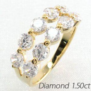エタニティリング ダイヤモンド ゴールド 指輪 18k 2連 ダブル ハーフ 
