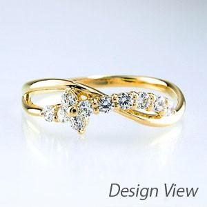リング 指輪 レディース ダイヤモンド ゴールド 18k ダイヤ スイート 10 カーブ スレンダー 父の日の画像