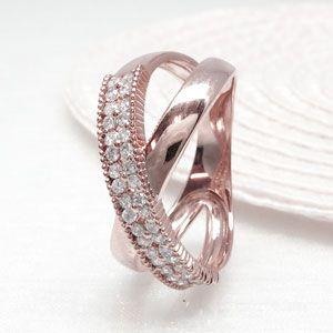 パヴェリング 指輪 レディース ダイヤモンド ゴールド 18k ミル フラワー 透かし クロス 地金 バレンタイン |  | 01