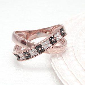 ブラックダイヤモンド リング ゴールド 18k指輪 ミル フラワー 透かし パヴェ クロス 地金 バレンタイン |  | 01