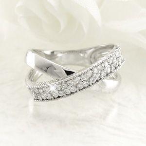 パヴェリング 指輪 レディース ダイヤモンド ミル フラワー 透かし クロス 地金 プラチナ 900 バレンタイン |  | 01