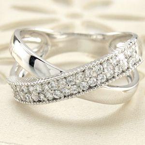 パヴェリング 指輪 レディース ダイヤモンド ミル フラワー 透かし クロス 地金 プラチナ 900 バレンタイン |  | 05