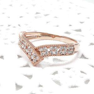 パヴェリング 指輪 レディース ダイヤモンド ゴールド 18k V字 アンティーク ミル フラワー 透かし バレンタイン |  | 01