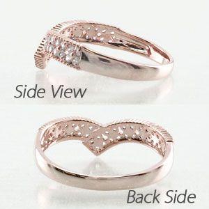 パヴェリング 指輪 レディース ダイヤモンド ゴールド 18k V字 アンティーク ミル フラワー 透かし バレンタイン |  | 03