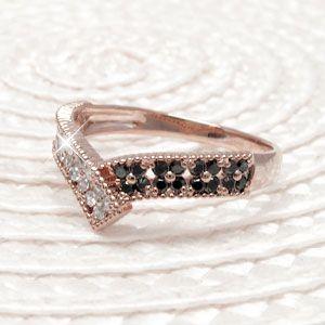 ブラックダイヤモンド リング 指輪 ゴールド 18k アンティーク ミル フラワー 透かし パヴェ ブラック バレンタイン |  | 01