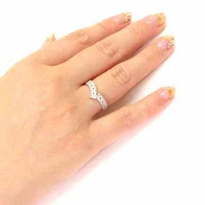 パヴェリング 指輪 レディース ダイヤモンド V字 アンティーク ミル フラワー 透かし プラチナ 900 バレンタイン |  | 02