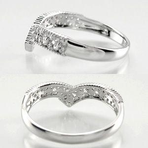 パヴェリング 指輪 レディース ダイヤモンド V字 アンティーク ミル フラワー 透かし プラチナ 900 バレンタイン |  | 03