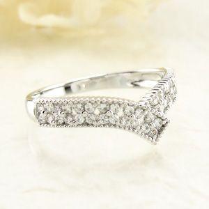 パヴェリング 指輪 レディース ダイヤモンド V字 アンティーク ミル フラワー 透かし プラチナ 900 バレンタイン |  | 05