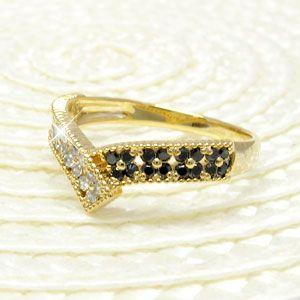 ブラックダイヤモンド リング 指輪 ゴールド 18k アンティーク ミル フラワー 透かし パヴェ ブラック 父の日の画像