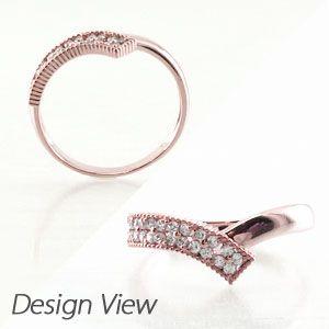 【ラスト1点】 パヴェリング レディース ダイヤモンド ゴールド 18k V字 アンティーク ミル フラワー 透かし 【KU7532220266】(26481円)