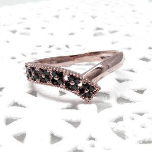 ブラックダイヤモンド リング 指輪 ゴールド 18k アンティーク ミル フラワー 透かし パヴェ ブラック 父の日の画像